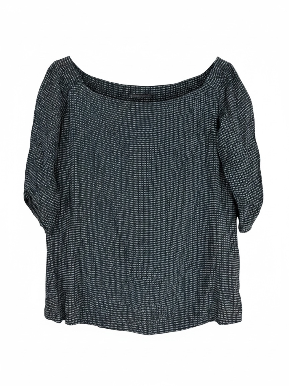 Women's Black Textured Boatneck Top